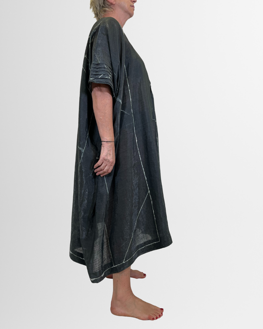 Abito plissettato grigio-bianco