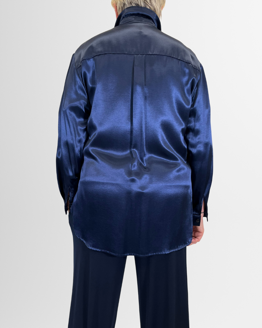 Camicia raso blu navy