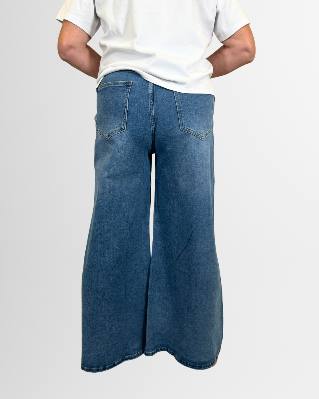 Jeans strass gamba larga