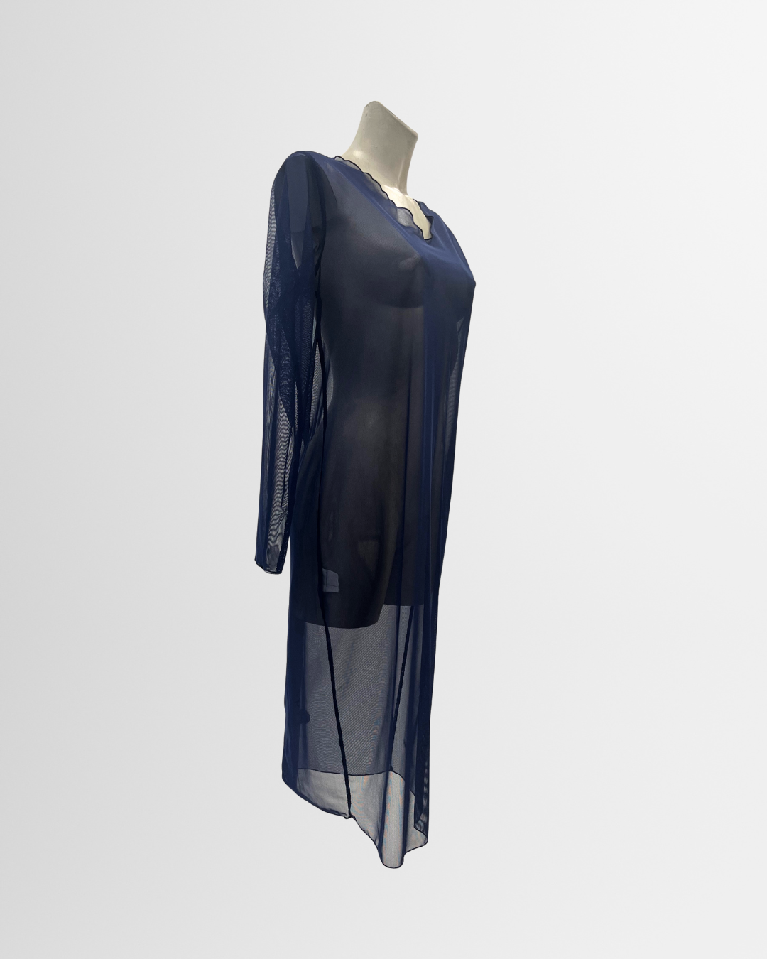 Abito midi in rete blu navy