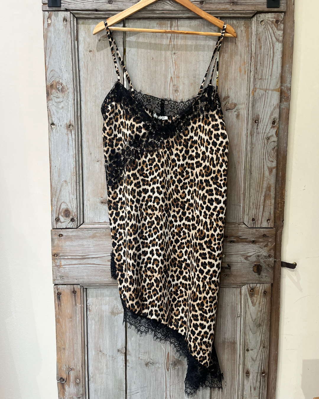 Top in raso con pizzo - leopardato