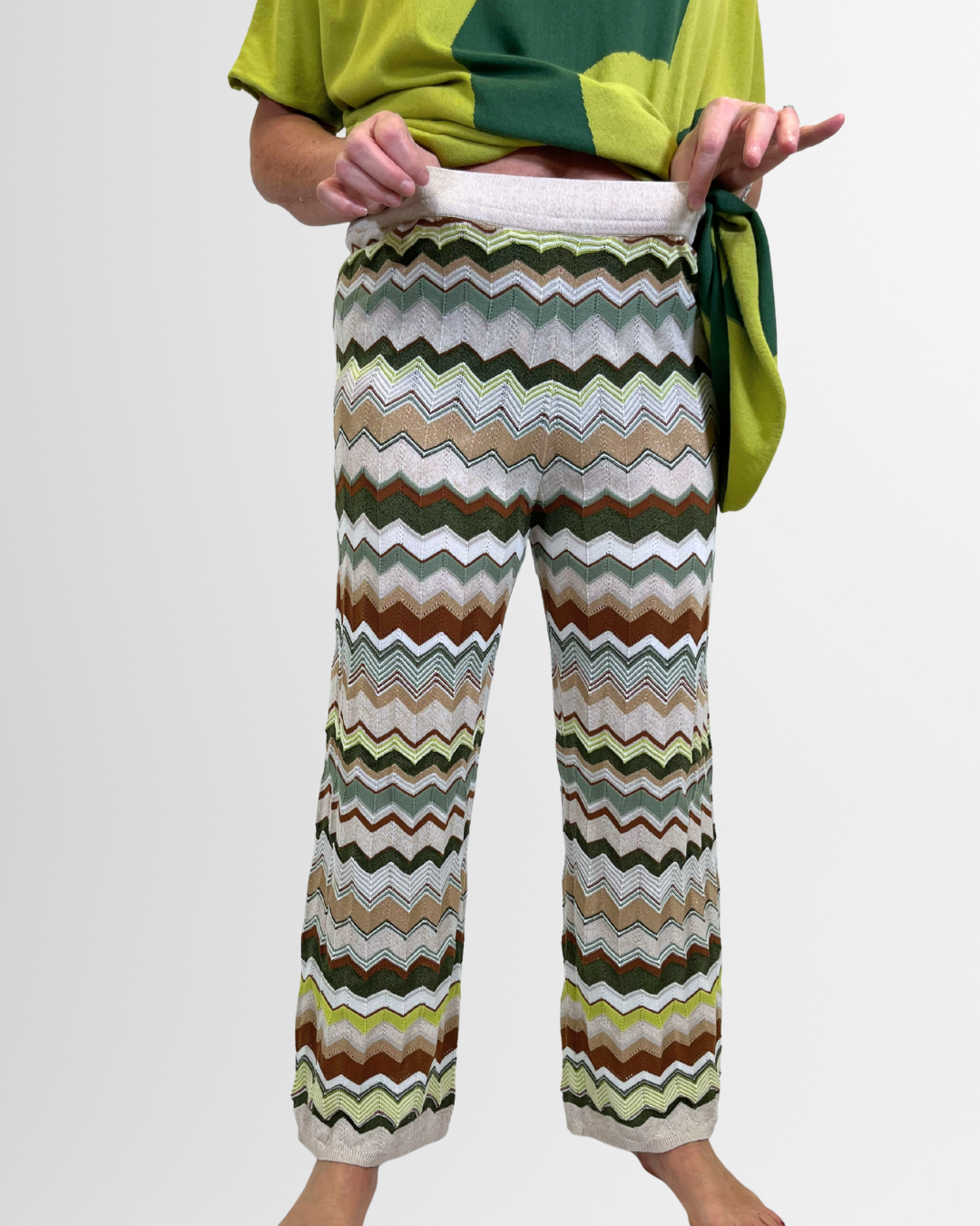 Pantaloni zig zag multicolore