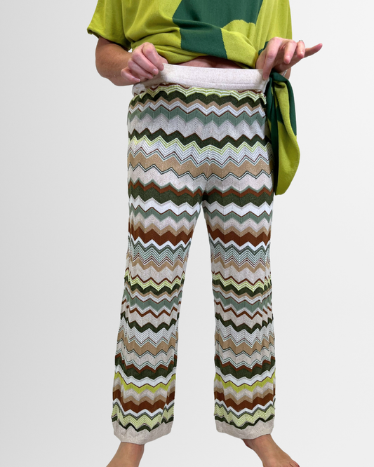 Pantaloni zig zag multicolore