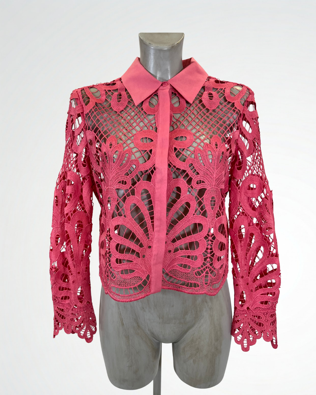 Camicia in pizzo rosa