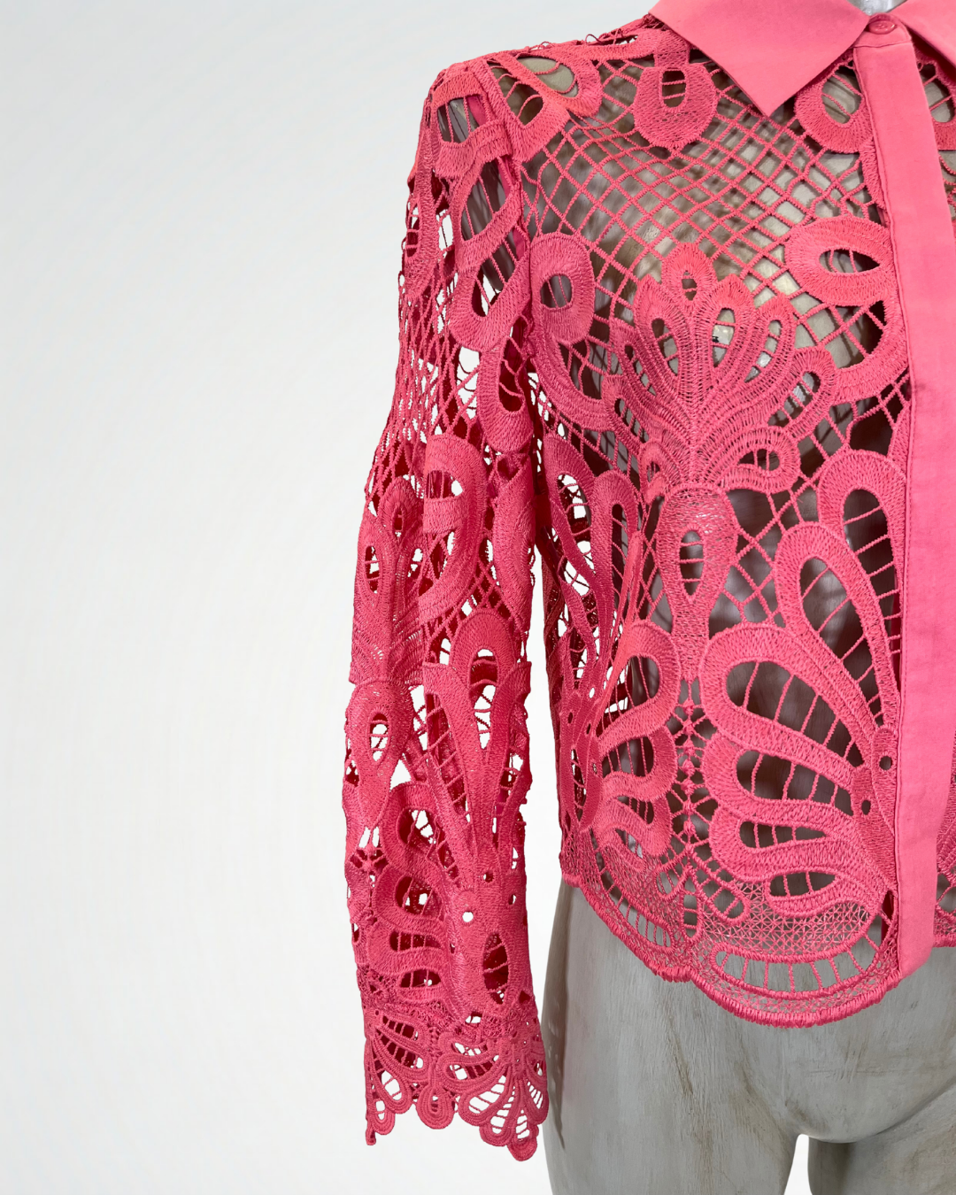 Camicia in pizzo rosa