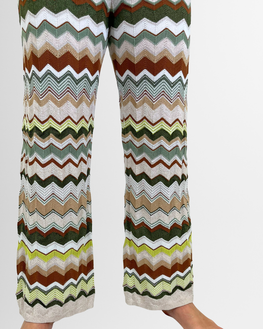 Pantaloni zig zag multicolore