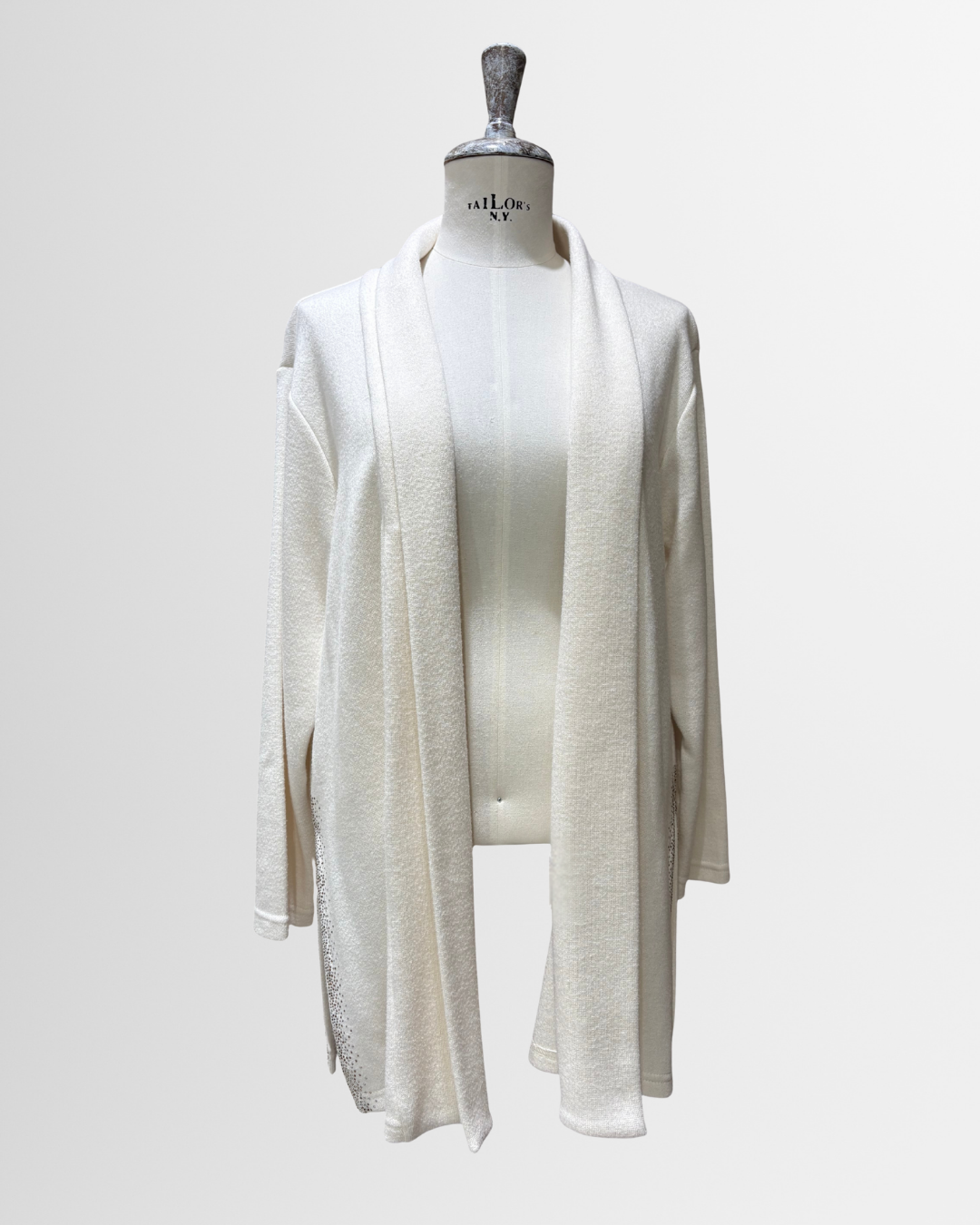 Cardigan con spacchi laterali e strass
