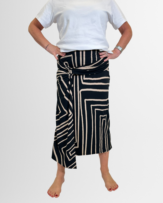 Gonna incrocio beige-nero