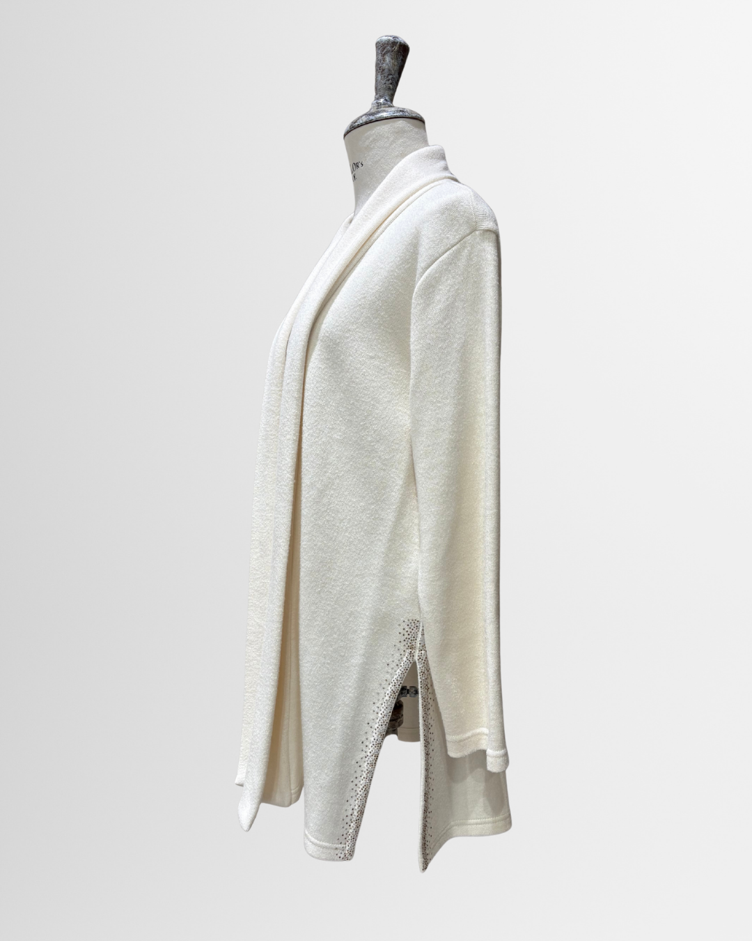 Cardigan con spacchi laterali e strass