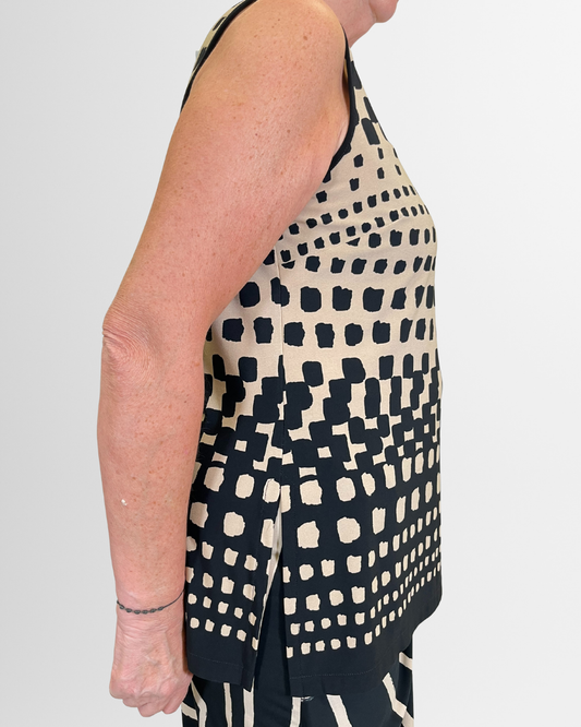 Top casacca beige-nero