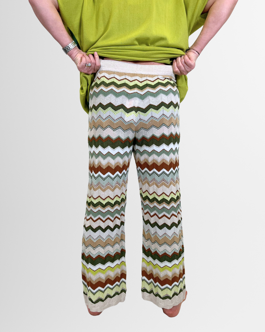 Pantaloni zig zag multicolore