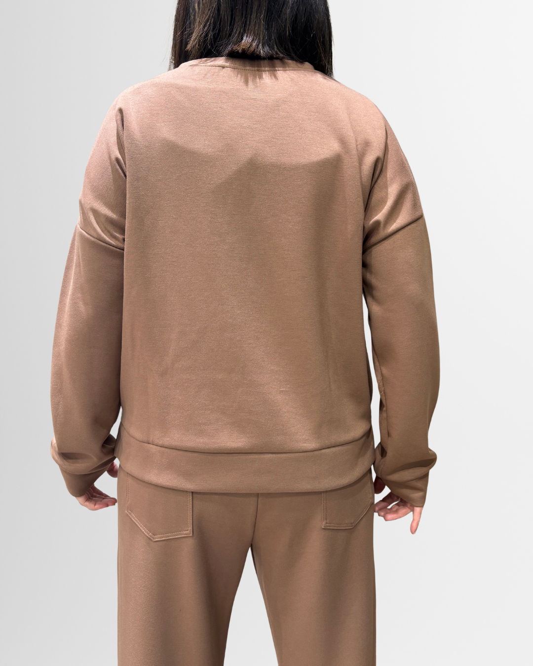 Felpa marrone con zip laterali