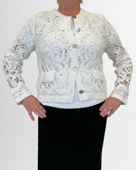 Cardigan traforato bianco Oui
