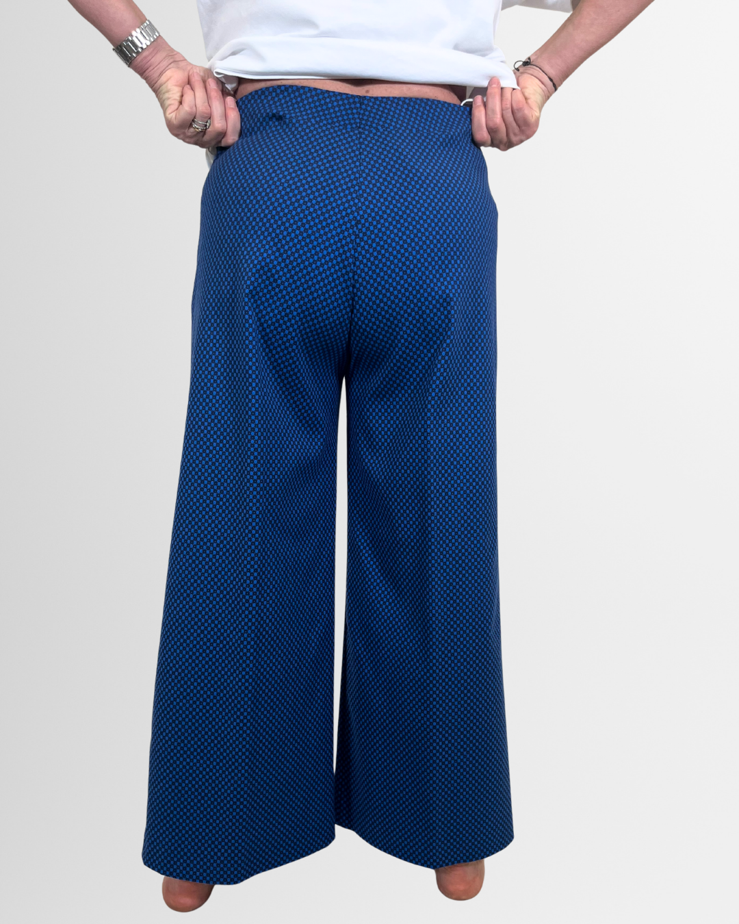 Pantaloni fantasia blu-nero