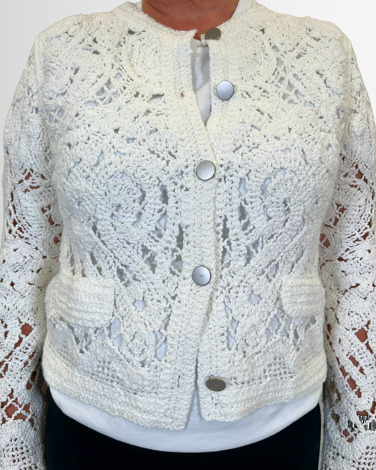 Cardigan traforato bianco Oui
