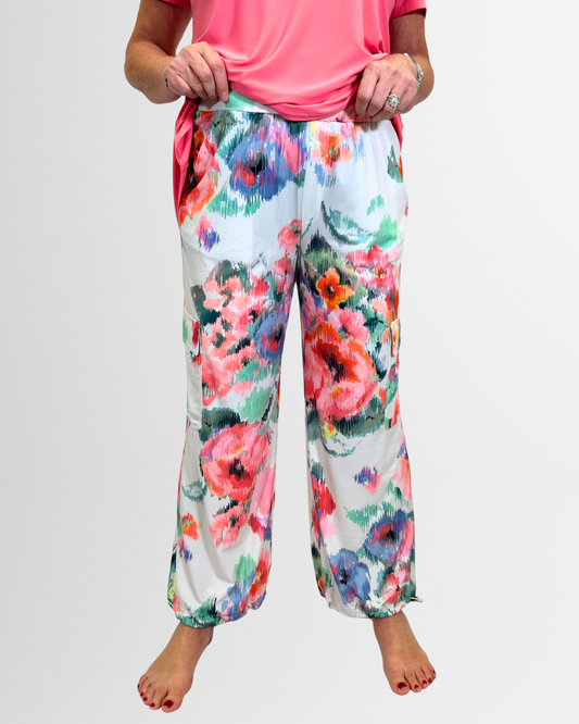 Pantaloni cargo floreali