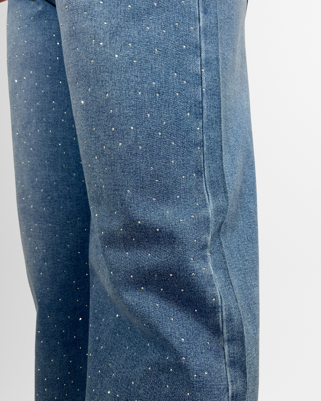 Jeans strass gamba larga
