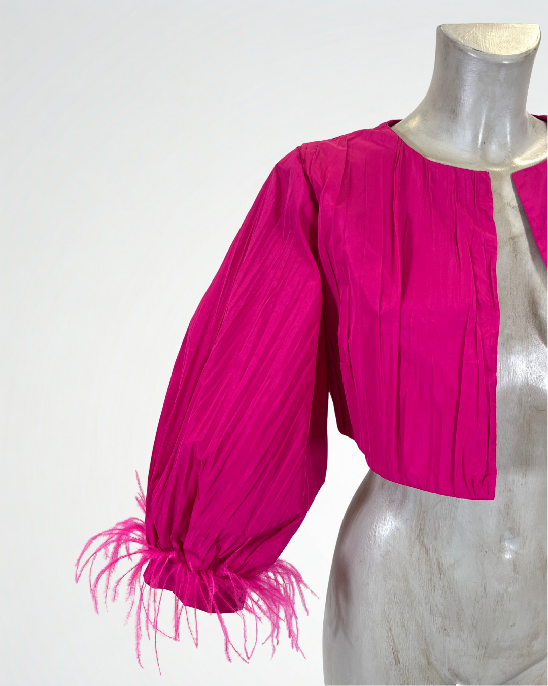 Giacca in taffetà con piume