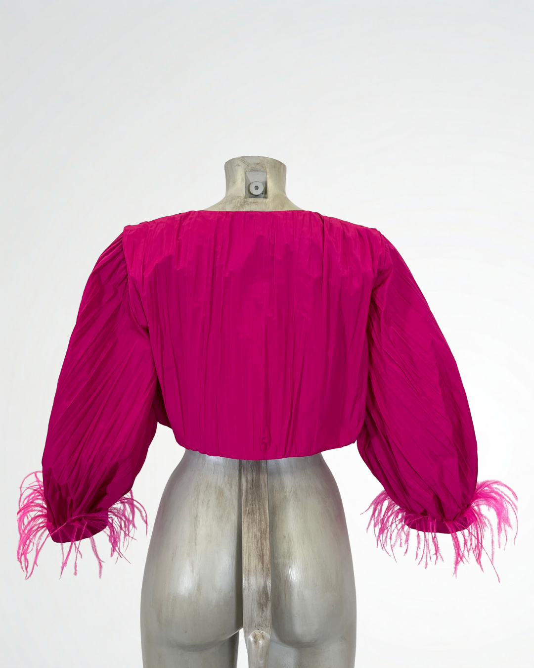 Giacca in taffetà con piume