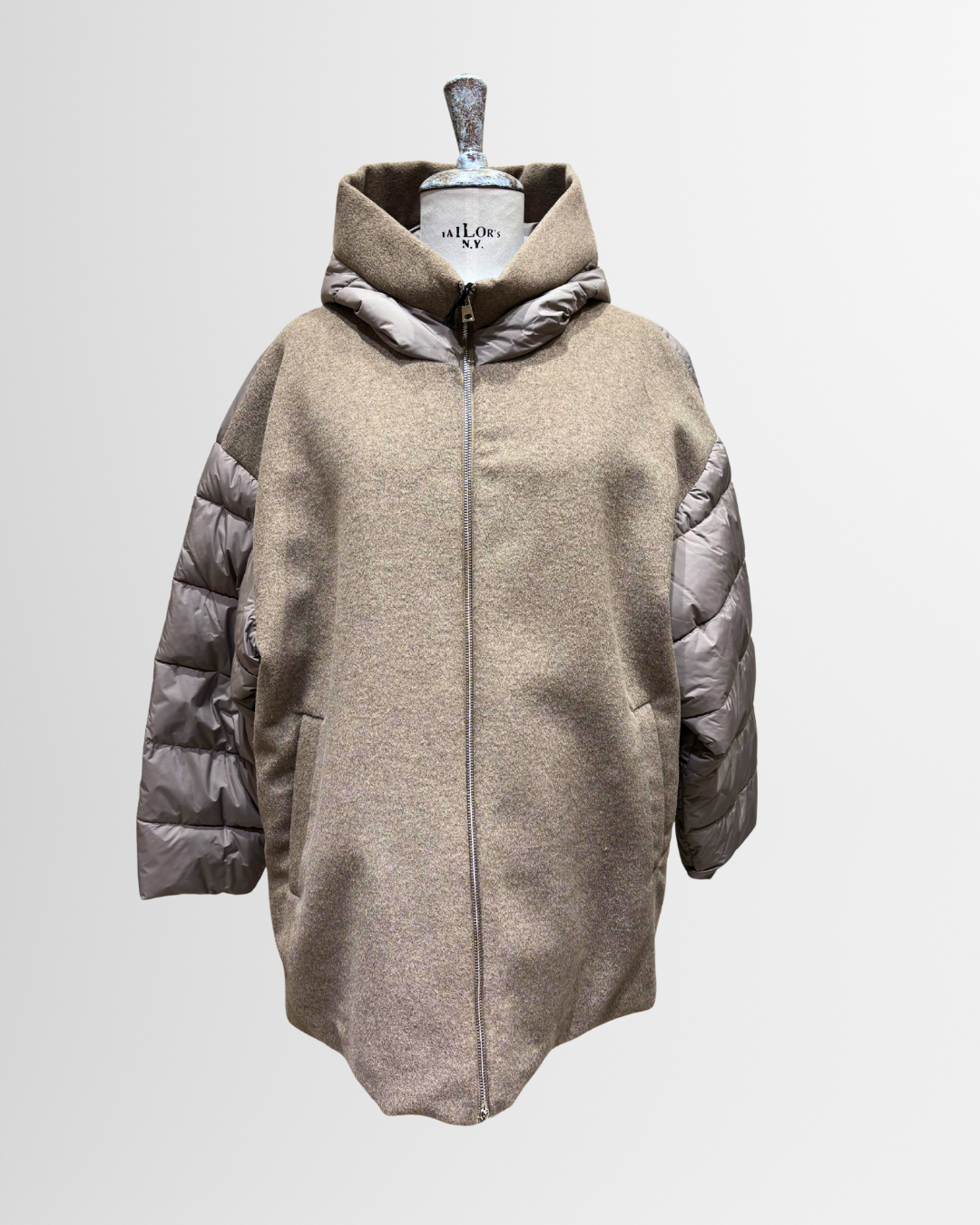 Giaccone con inserti in piumino