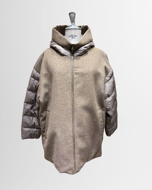 Giaccone con inserti in piumino