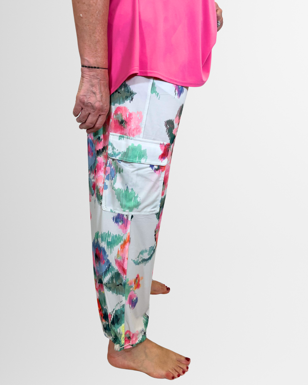 Pantaloni cargo floreali