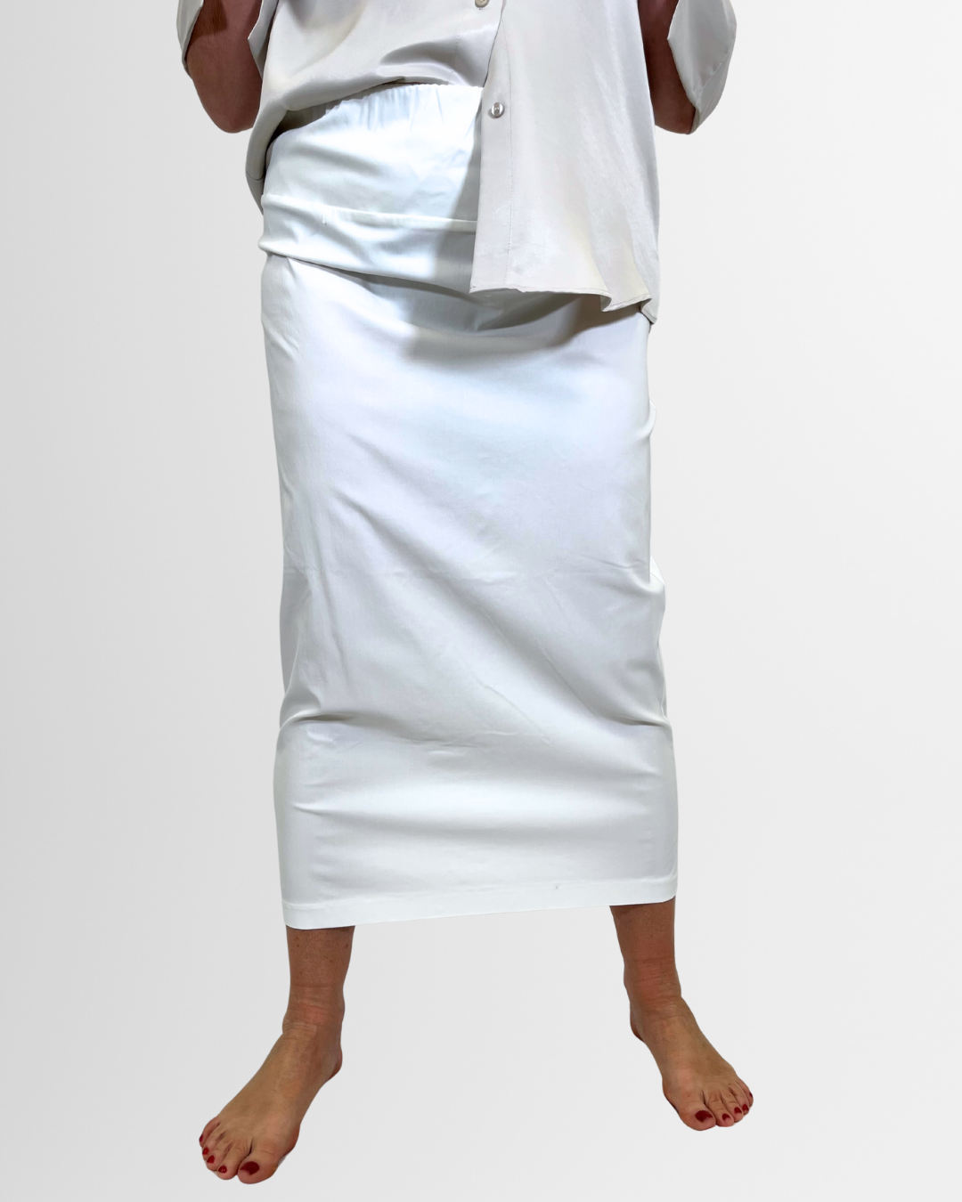 Gonna midi bianca con spacco