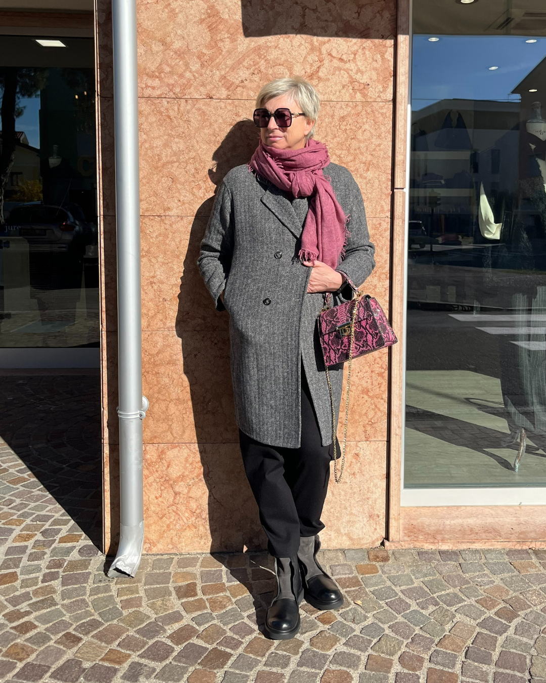 Cappotto doppiopetto spinato