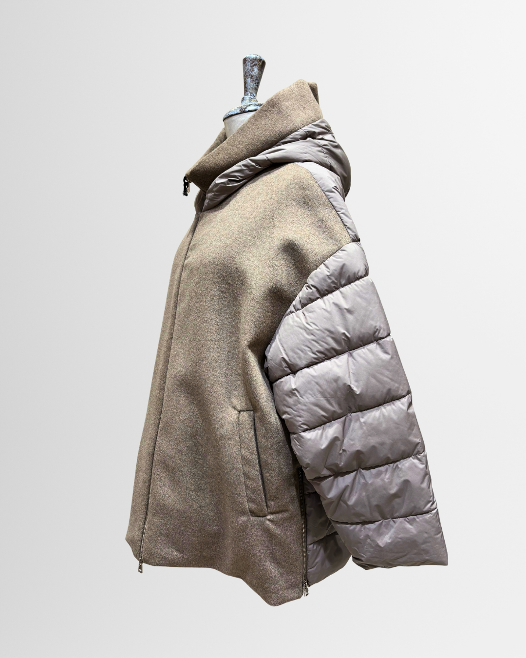 Giaccone con inserti in piumino