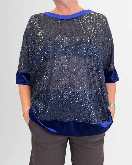 Maglia blu con paillettes