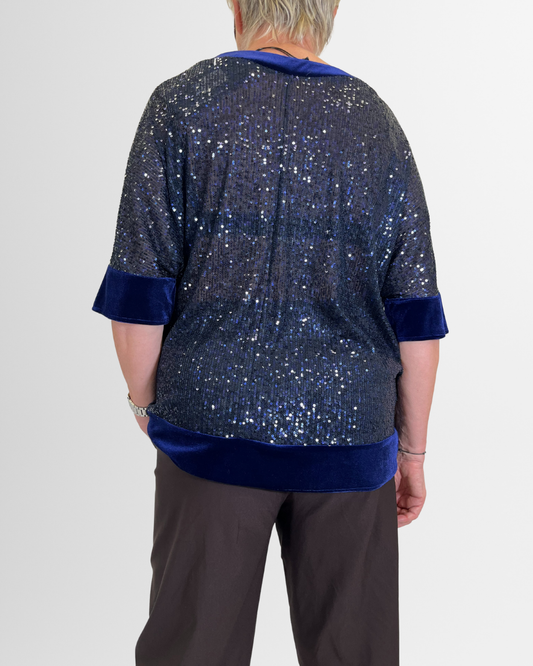 Maglia blu con paillettes