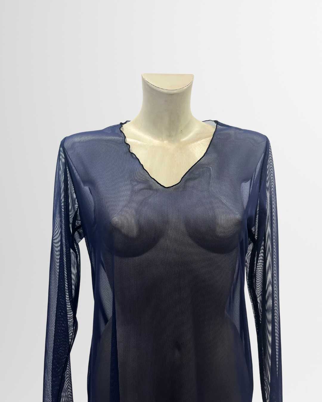 Abito midi in rete blu navy