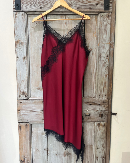 Top in raso con pizzo - bordeaux