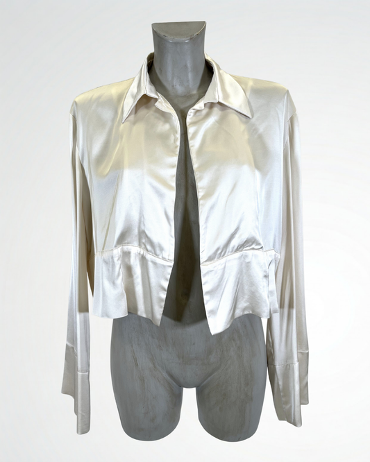 Giacca camicia in raso burro