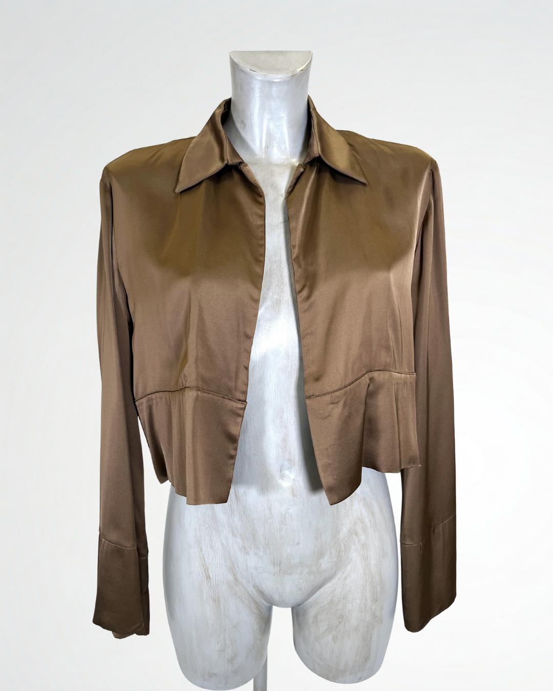 Giacca camicia in raso kaki