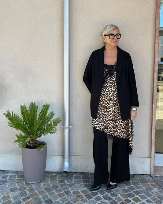 Top in raso con pizzo - leopardato