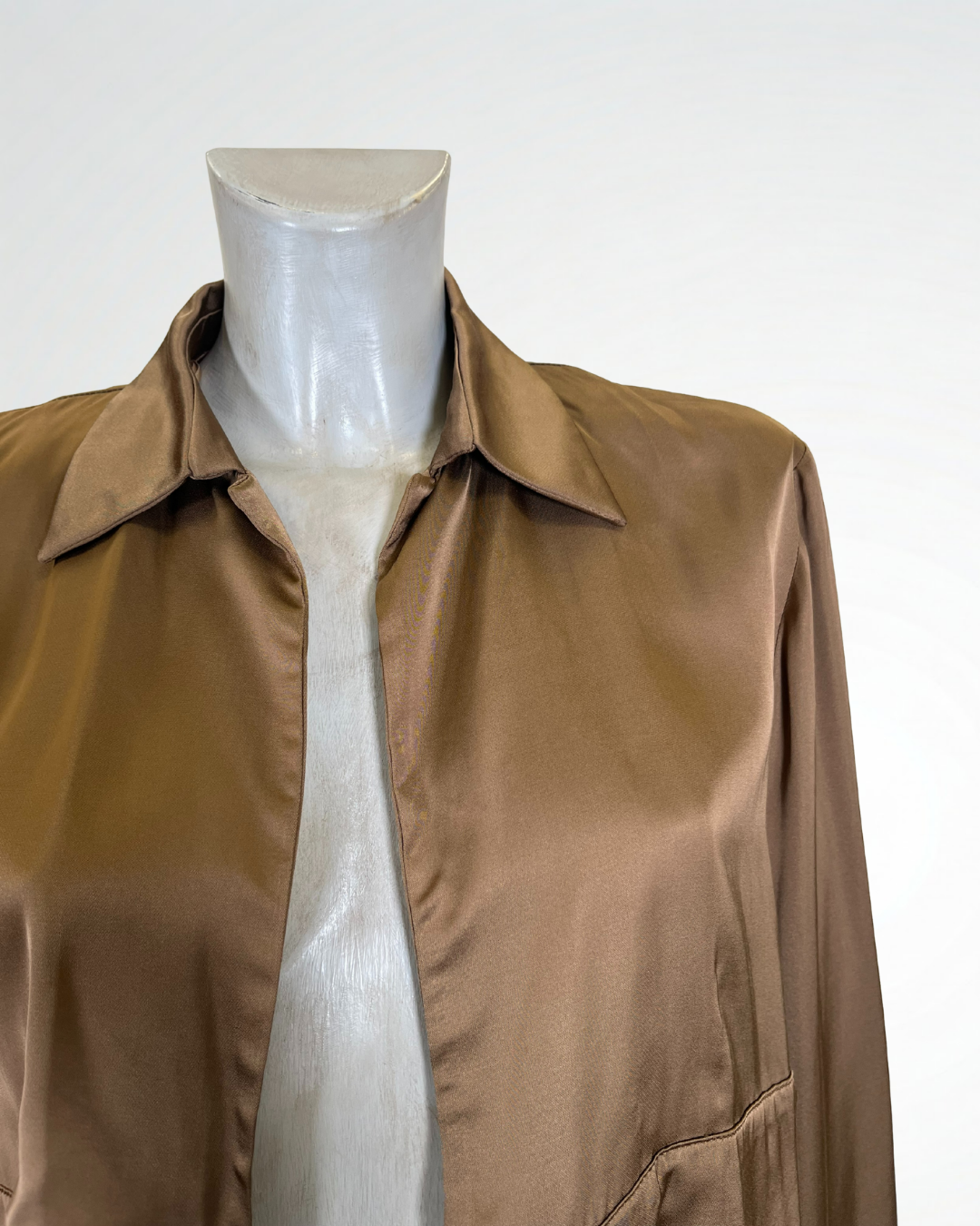 Giacca camicia in raso kaki