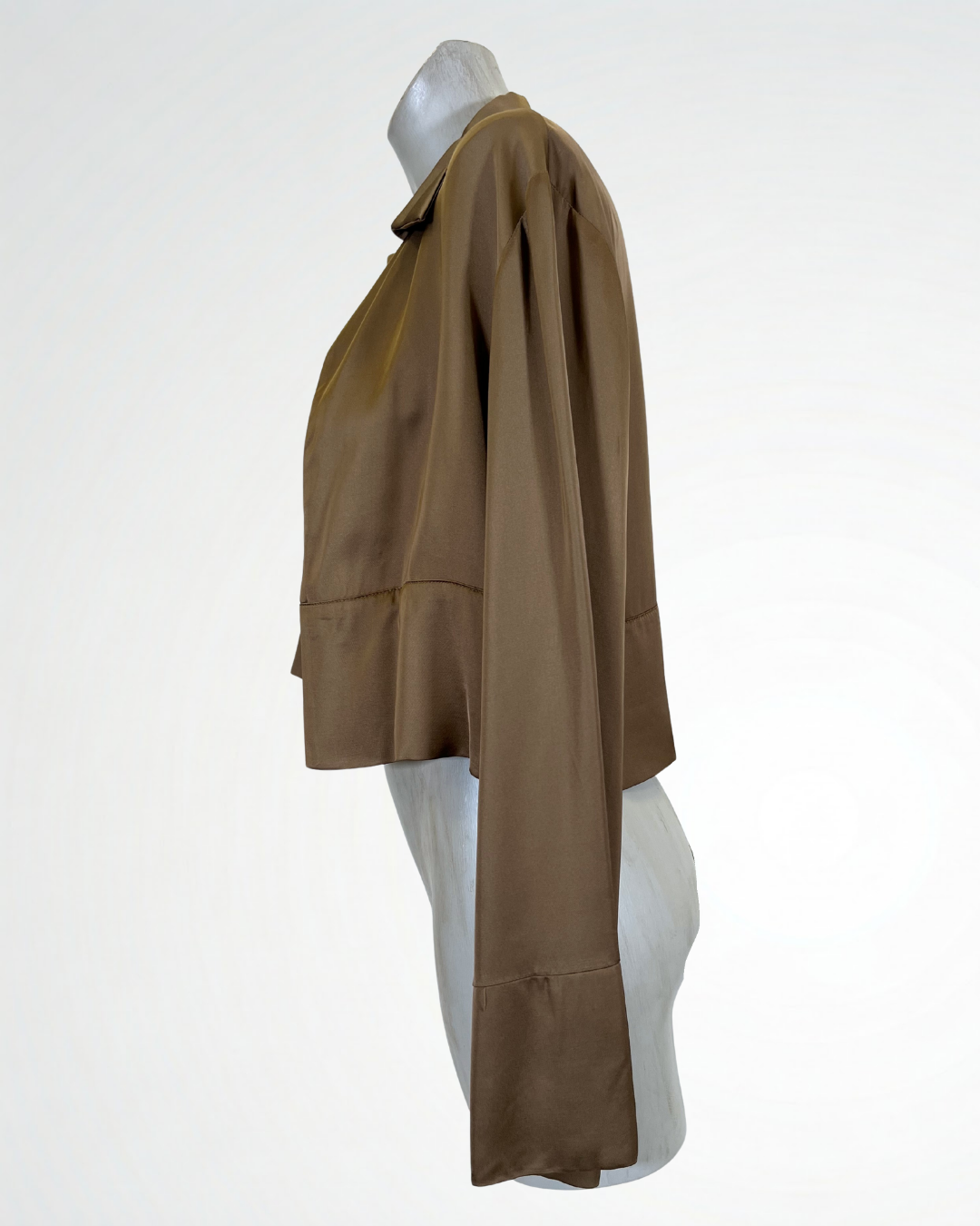 Giacca camicia in raso kaki